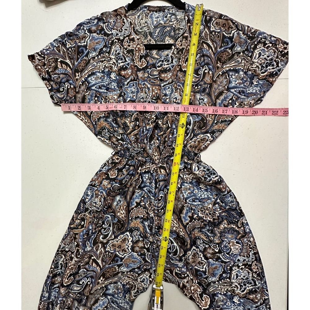 J McLaughlin Marea Silk-Blend Jumpsuit Paisley Print Dolman Sleeve Brown Blue XS - Picture 5 of 6